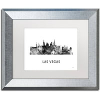 Védjegy Szépművészet 'Las Vegas Nevada Skyline WB-BW' vászon művészete: Marlene Watson, White Matte, ezüst keret