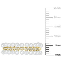 Miabella női fehér kerek édesvízi gyöngy CT Diamond 10KT sárga arany félig állandóság gyűrű
