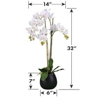 Értékesítés 32 Fau fehér orchidea fehér dombornyomott kerámia edényben