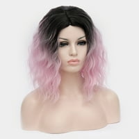 Egyedi olcsó emberi haj parókák nőknek Lady 14 Világos rózsaszín göndör paróka paróka sapkával