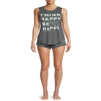 Grayson Social Női és Női és Női Plusz Grafikus Tank Top és Sleep rövidnadrág, 2 darabos pizsama készlet