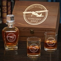 Aviator Custom Draper Whisky Decanter bo beállítva Eastham szemüvegekkel