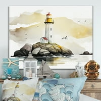 Designart világítótorony a parton I Canvas Wall Art