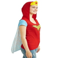 Juniors DC Comics Wonder Woman könnyű kapucnis Cosplay póló W cserélhető köpeny