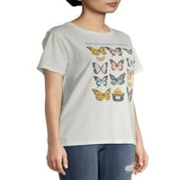 Szürke by grayson társadalmi női pillangó rövid ujjú grafikus póló