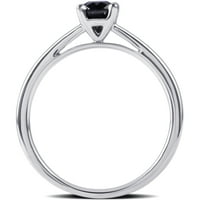 Arista CT Black Diamond Solitaire Ring Sterling ezüstben
