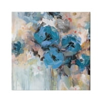 Stupell Industries kortárs kék virágok elrendezése impresionista ecsetvonások