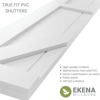 Ekena Millwork 15 W 42 H True Fit PVC Két egyenlő panel parasztház rögzített redőnyök w z-bar, mazsolarna