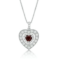 A Brilliance Sterling Silver létrehozta a Ruby -t, és 18 lánccal készítette a fehér zafír szív medálot