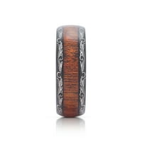Fekete volfrám-karbid Koa Wood Inlay férfi gyűrű