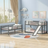 Aukfa hármas emeletes ágyak gyerekeknek, fából készült hármas emeletes ágy csúszdával, padló emeletes ágyak, kisgyermek ágyak