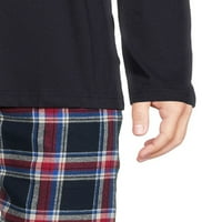 Hanes férfi és nagy férfiak Comfortsoft hosszú ujjú személyzete és pamut flanel pizsama nadrág, 2 darab