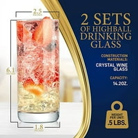 Nutrichef 14.2oz Highball ivószemüveg - Nehéz alapú magas, pohara átlátszó üvegáru