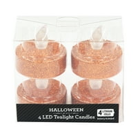 Halloween LED tealight gyertyák, narancssárga csillogás, gróf