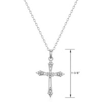 Forever Facets Finom ezüstözött ezüst tónusú klasszikus keresztes gyémánt akcentus medál nyaklánc, 18