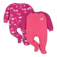 Gerber Baby & Toddler Girls Microfleece takaró alvó pizsamák, 2-csomag, méretek 0 3m-5T