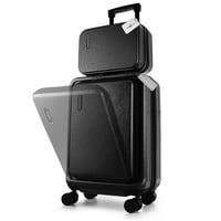 Utazási arim 22 ellenőrzött poggyászkészlet fonó bőrönd -készlet, könnyű kemény héjú poggyász, fekete, fekete