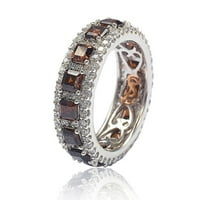 Gyűjtemény sterling ezüst köbös cirkónium -os barna és fehér modern egymásra rakható gyűrű