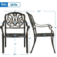 Smilemart antik bronzgörgős tervezés alumínium kültéri bisztró székek, 2 -es készlet