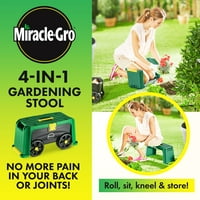 Miracle-Gro 4-In-Garden széklet Multi-Use Garden Scooter gördülő kosár tároló Bin Párnázott térdelő és szerszám tároló-kertészeti