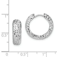 Primal ezüst ezüst ródium gyémánt vágott karika fülbevaló