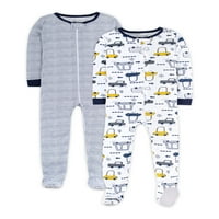 Kis csillag kisgyermek fiú 2Pk lábú Stretchie pizsama, méret hónap-5T