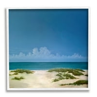 Stupell otthoni dekoráció nyugodt homokos strandok Kék felhők Clear Sky, 24, Peter Laughton, fehér keret tervezte