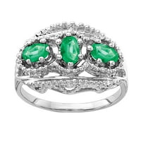 14K fehérarany 5x ovális smaragd gyűrű