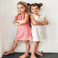 A Mila & Emma lányok csapkodott ujja nyomtatott A-vonalú ruha, Méret 2T-18