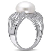 Miabella édesvízi tenyésztett gyöngy és gyémánt-Accent Sterling ezüst gyűrű