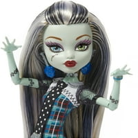 Monster High Frankie Stein baba, gyűjthető reprodukció eredeti megjelenésben a Diary & Doll Állvánnyal