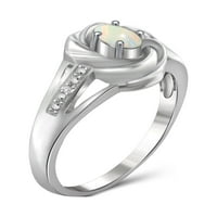 Carat T.G.W. Opál és fehér gyémánt akcentus ezüst gyűrű