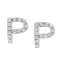 Drake ábécé kezdeti CTTW gyémántos fülbevalók férfiaknak vagy nőknek ródiummal borított ezüst betű P -ben