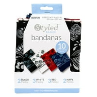 Stílusos alapok piros, fekete, sötétkék, fehér paisley bandanas, - csomag