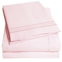 Sorozat mély zseb hálószoba ágynemű -készlete - halvány rózsaszín