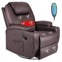 Vineego 360 ° Swivel PU bőr szék masszázs funkcióval állítható házimozi egyszemélyes fekvőhely, barna