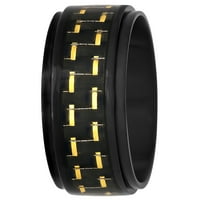 Férfi fekete rozsdamentes acél szénszálak beillesztése Comfort Fit Wedding Band - Férfi gyűrű