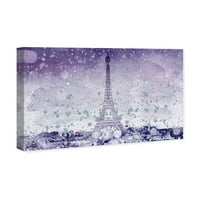 Wynwood Studio Cities and Skylines Wall Art vászon nyomatok „Eiffel csillogó ibolya” Európai városok - lila, lila