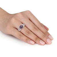 Miabella női fekete tenyésztett édesvízi gyöngy és gyémánt akcentus ezüst vintage gyűrű