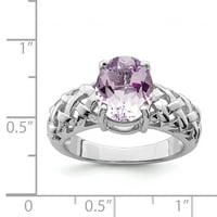 Primal ezüst sterling ezüst ródium rózsaszín kvarc gyűrű