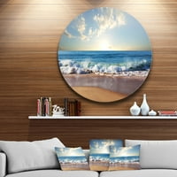 Designart 'Sea Sunset' Disc Seascape Photography Circle Metal Wall Art
