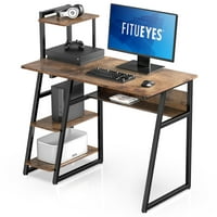 Számítógépes íróasztal polcokkal, modern stílusú íróasztal kis helyhez, barna