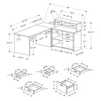 Íróasztal - L alakú sarokházi fiókok Cubbies reverzibilis - 63 l 59 W - Fekete Szürke Tops