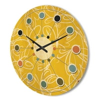 Designart 'Pillangók sárga színű retro minta' Század közepén modern fa falóról