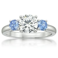Jay Heart Sterling ezüst fehér és divatos kék szimulált fehér gyémánt három kőgyűrű