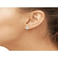 0. Karát -akvamarin drágakő és akcentus fehér gyémánt női sterling ezüst fülbevalók
