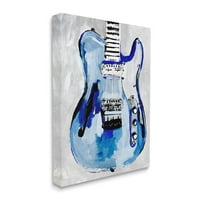 Stupell Industries Absztrakt Rockstar gitár Modern festmény Blue Grey, 40, Design, Annie Warren