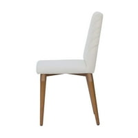 Manhattan Comfort 5 darabos Utopia 47.24 étkező székkel, fehér fényű és bézs színű étkezőszékekkel