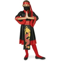 Fekete és piros ninja lány ruha gyermek halloween jelmez