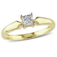 Miabella női karátos T.W. Hercegnő-vágott gyémánt 10KT sárga arany pasziánsz eljegyzési gyűrű